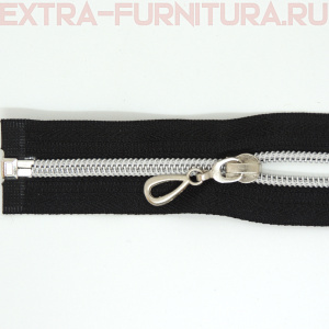 Молния спираль декор Т5 80см цв.черный/серебро (капля)