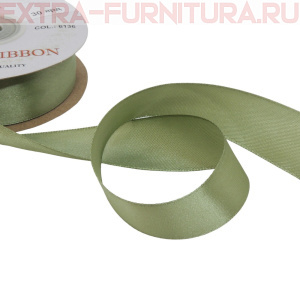Лента атласная 24 мм цв 136 олива рул. 27,42м