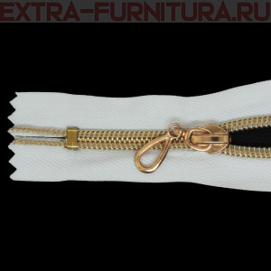 Молния спираль декор Т7 20см цв.белый/золото н/р