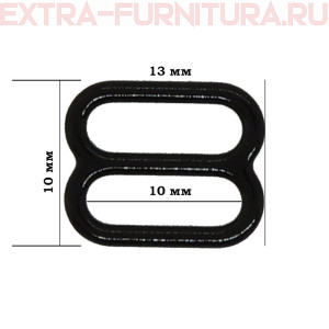 Пряжка-регулятор для бюстгальтера, металл, арт.TBY-74004, шир.10мм, цв.черный, уп.100шт