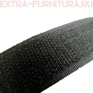  Лента контакт 25мм цв.черный (25м) жесткая часть