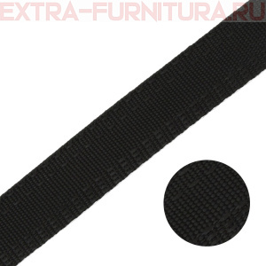 Тесьма брючная шир.16мм, цв. черный, 2-х сторонняя уп.50м