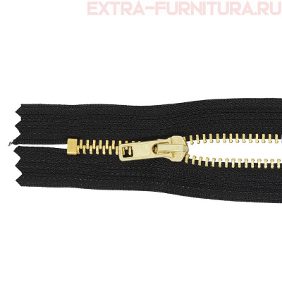 Молния джинсовая № 4, 20 см, латунь, цв.322 черный