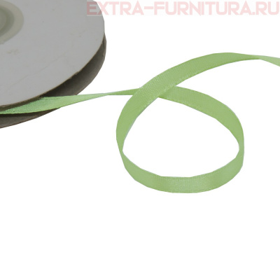 Лента атласная  6 мм  цв.133 светло-зеленый рул. 27,42м
