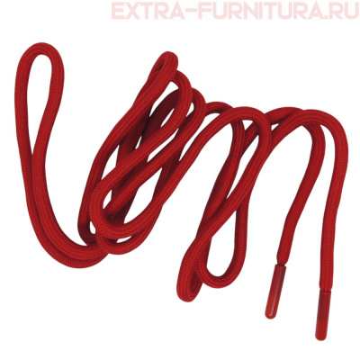 Шнурки круглые 150см, шир.6мм, цв.148 красный, пласт.наконечник, уп.100шт