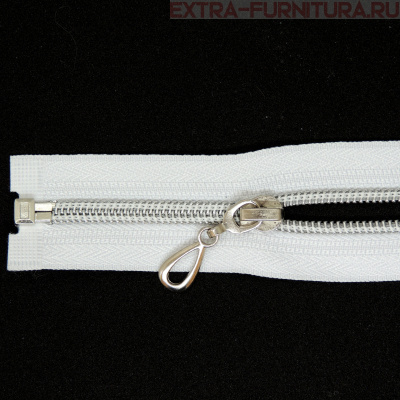 Молния спираль декор Т5 50см цв.белый/серебро (капля)