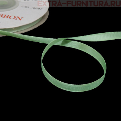 Лента атласная  6 мм  цв.097 светло-салатовый рул. 27,42м